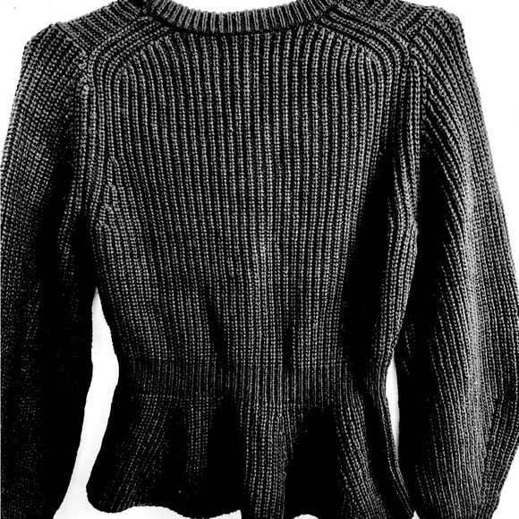Banana Republic NWT Black Medium / Heavy  Chunky Knit Long Sleeve Peplum Sweater - Picture 6 of 10